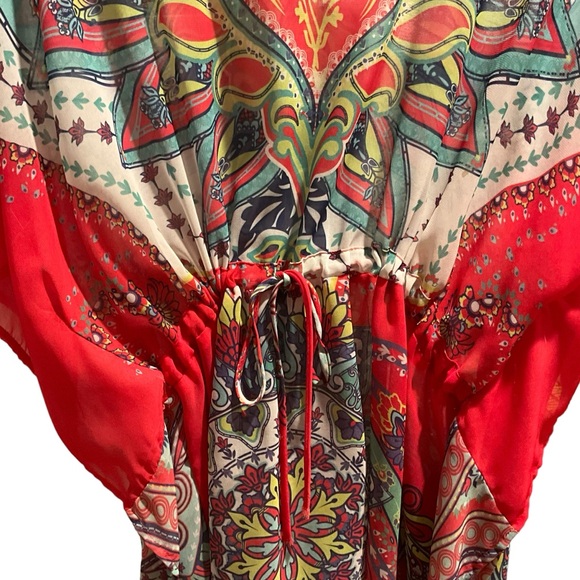 RARE Green Dragon Caftan Style Tunic Top - Picture 3 of 13